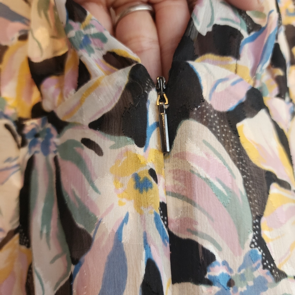 REBECCA TAYLOR NYC  BOW FLEUR MIDI  RUCHED DRESS SIZE 0 - Picture 12 of 17